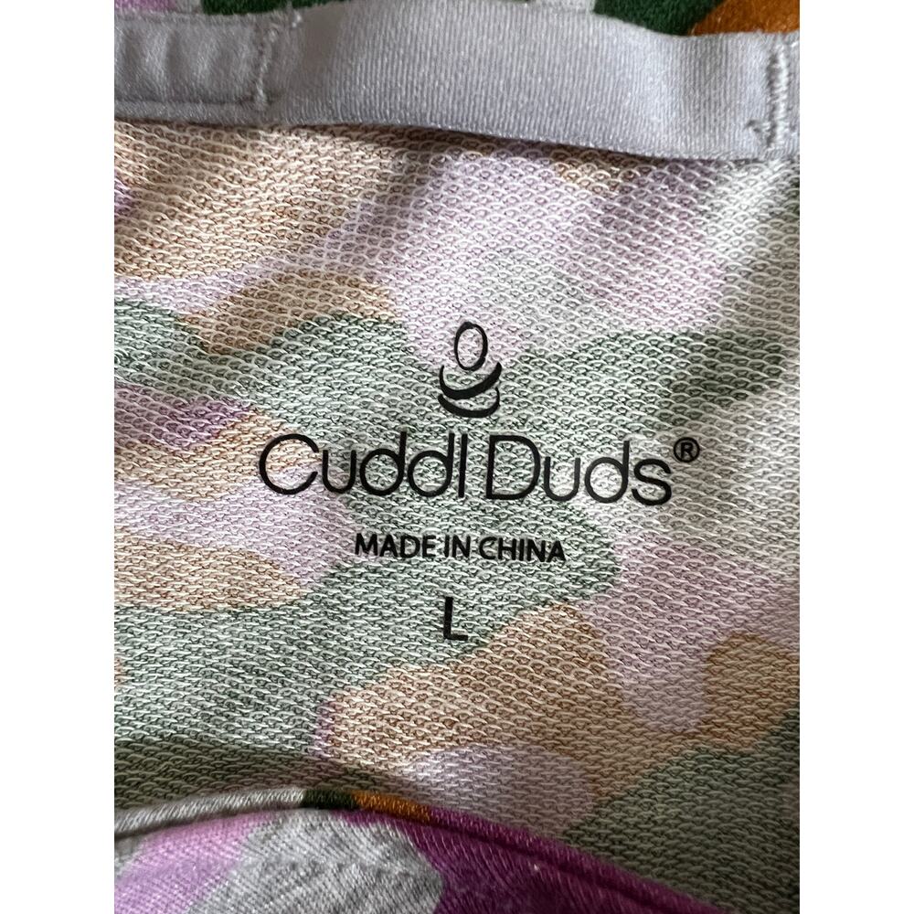 Cuddl Duds Large Cardigan Sweatshirt Purple Pink Gray Camo Thumb Holes Top QVC - Picture 13 of 14